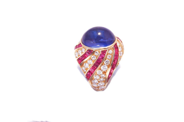 Ilario Sapphire Diamond and Ruby Cocktail Ring - Image 2