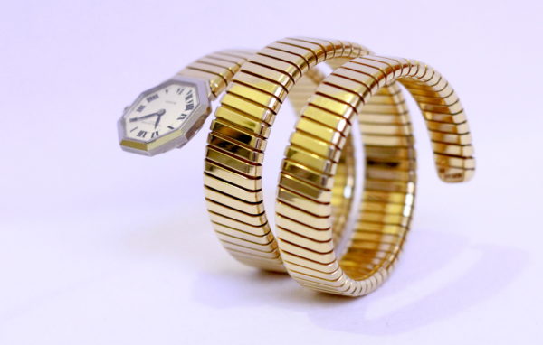 Bulgari Lady's Yellow and White Gold Tubogas Bracelet Watch circa 1967 - Image 5