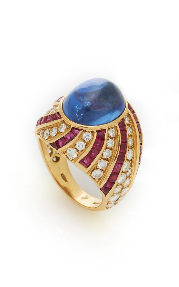 Ilario Sapphire Diamond and Ruby Cocktail Ring