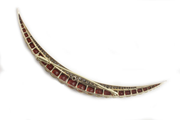 19th Century Garnet & Diamond Half Moon Brooch - Image 2