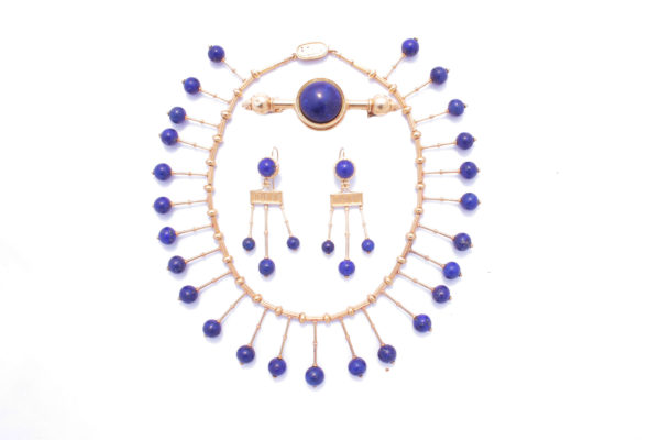 Travaglini Antique Roman Lapis Lazuli and Gold Set