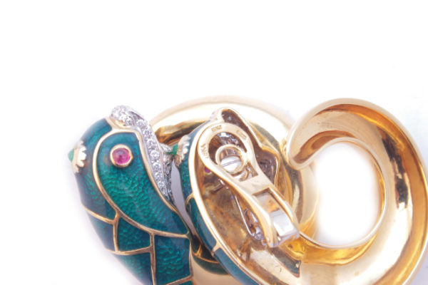 Italian Enameled Animalier Earrings - Image 2