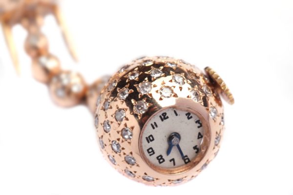 Van Cleef & Arpels Rose Gold Ball-Form Pin Watch - Image 2