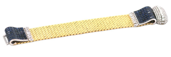 1940s Invisible Set Sapphire & Diamond French Bracelet - Image 3