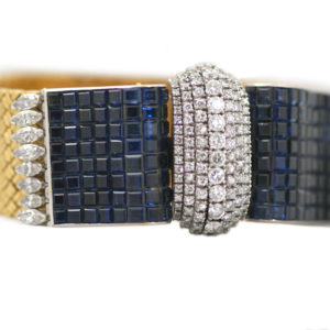 1940s Invisible Set Sapphire & Diamond French Bracelet