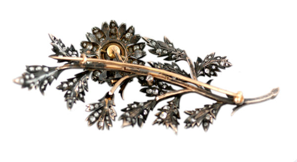 Antique Diamond "Tremblant" Flower Brooch - Image 2