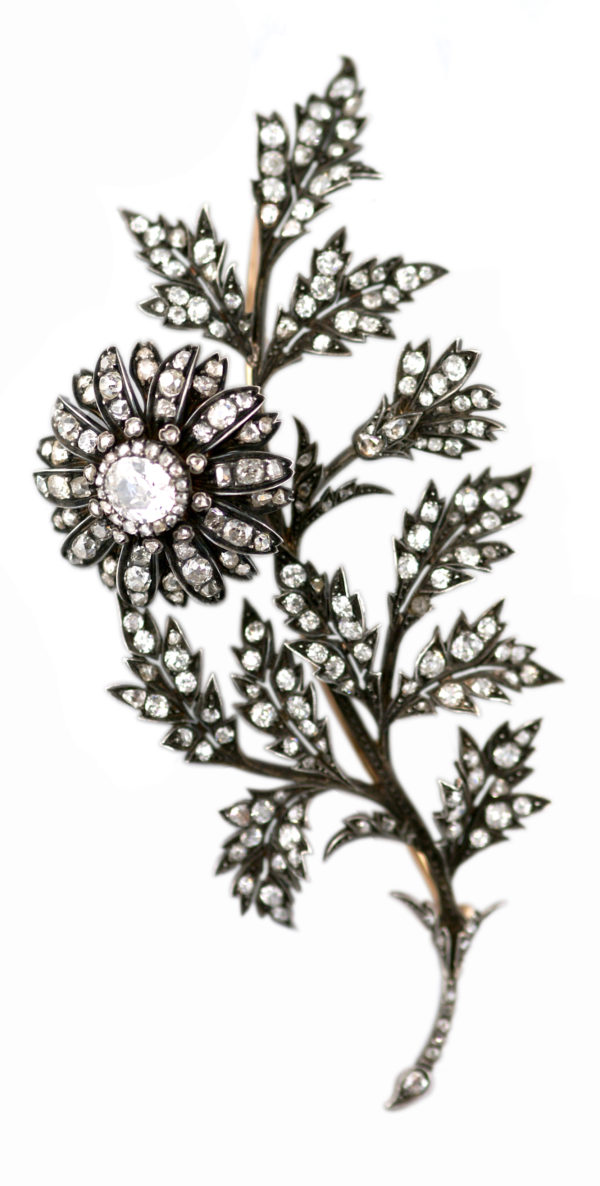 Antique Diamond "Tremblant" Flower Brooch