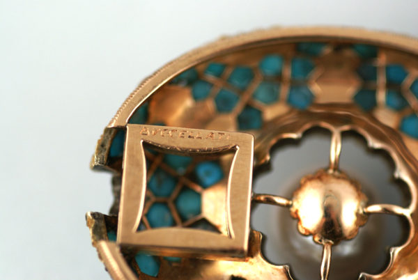 Old Buccellati Turquoise and Pearl Bow Bracelet - Image 4