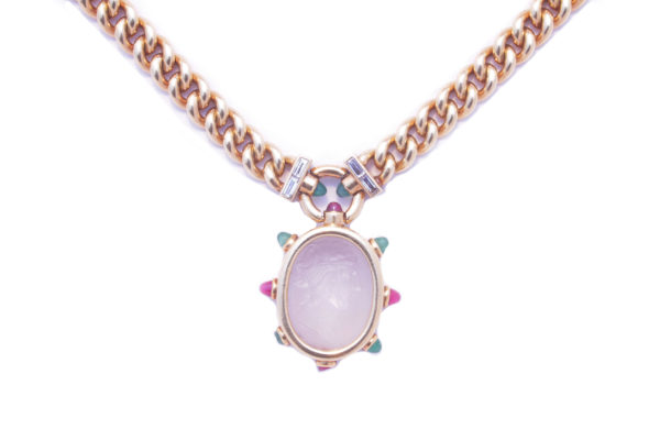 Bulgari Unusual Agate Pendant Necklace