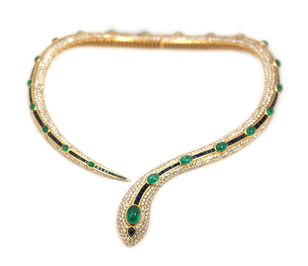 Important Emerald, Sapphire and Diamond Snake Set - Image 3