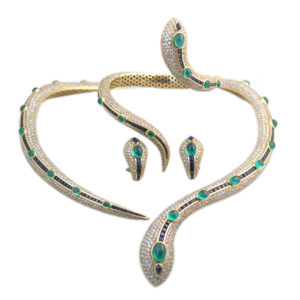 Important Emerald, Sapphire and Diamond Snake Set