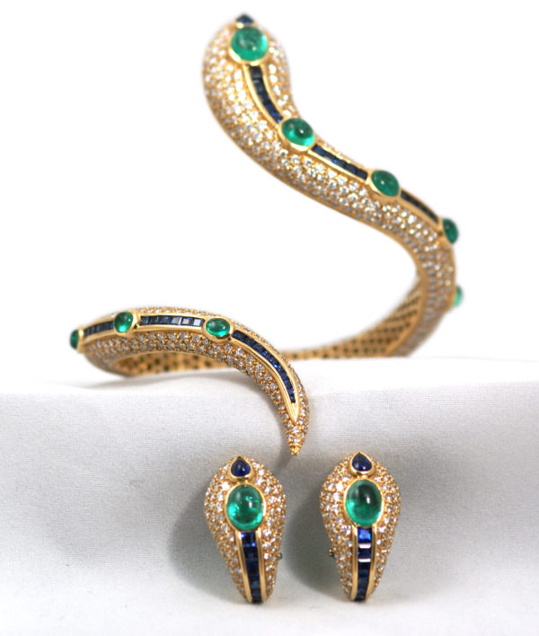 Important Emerald, Sapphire and Diamond Snake Set - Image 6