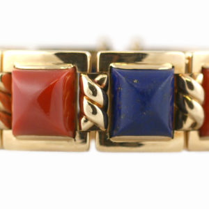 Italian 1940s Coral and Lapis Bracelet