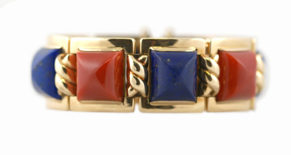 Italian 1940s Coral and Lapis Bracelet