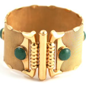 Peculiar 1970s Italian Gold and Aventurine Bracelet