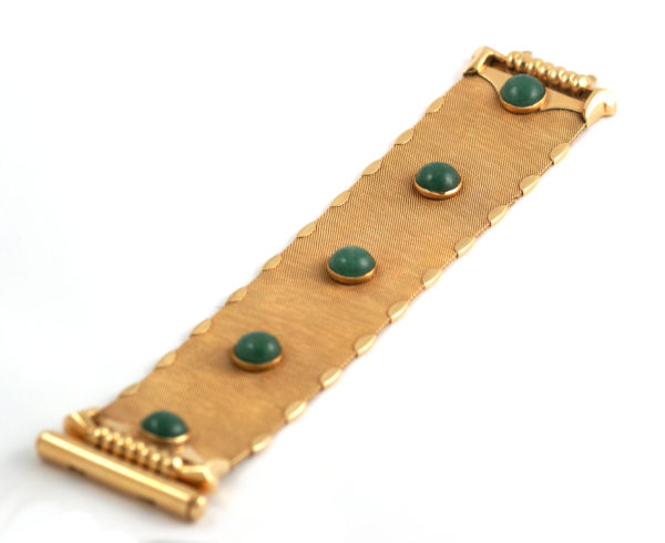 Peculiar 1970s Italian Gold and Aventurine Bracelet - Image 3