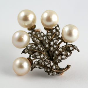 Old Buccellati Pearl and Diamond Brooch