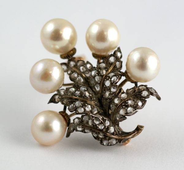 Old Buccellati Pearl and Diamond Brooch