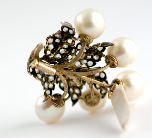 Old Buccellati Pearl and Diamond Brooch - Image 3