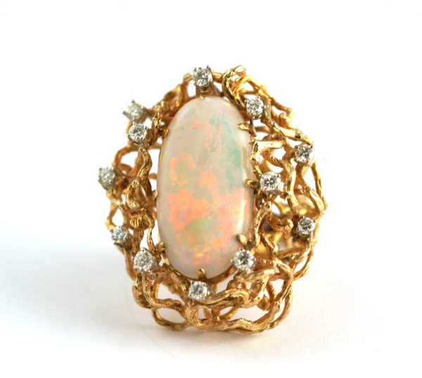 Imposing Opal Diamond and Gold Cocktail Ring - Image 5