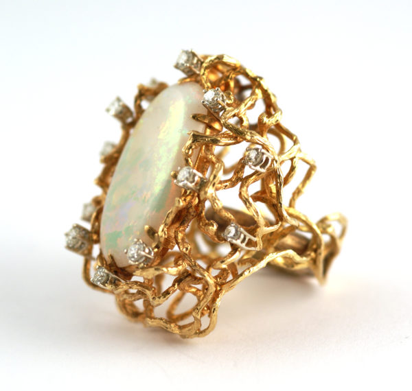 Imposing Opal Diamond and Gold Cocktail Ring - Image 3