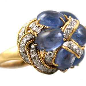Cabochon Sapphire & Diamonds Cocktail Ring