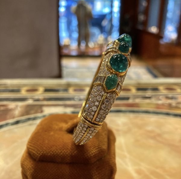 Bulgari Emerald & Diamond Bangle Bracelet - Image 7