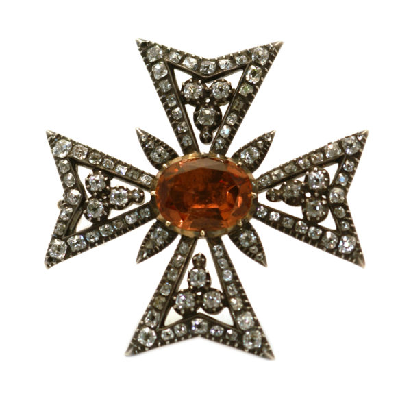 Antique Topaz & Diamond Maltese Cross - Image 2