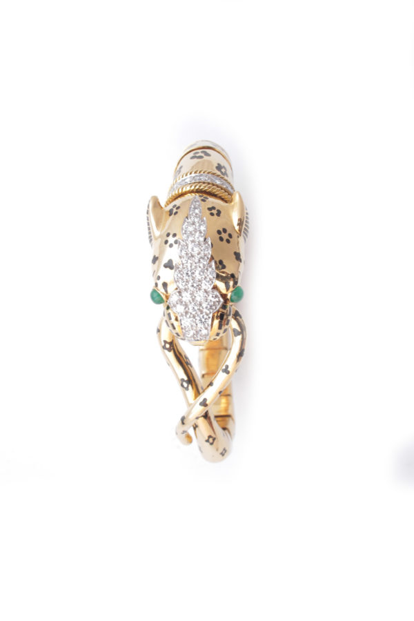David Webb Emerald & Diamond Tiger Bracelet - Image 4