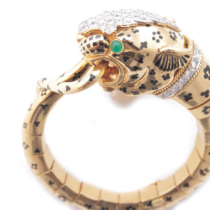 David Webb Emerald & Diamond Tiger Bracelet