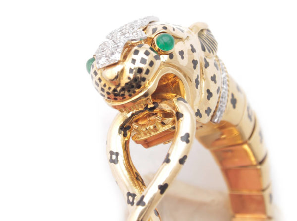 David Webb Emerald & Diamond Tiger Bracelet - Image 2