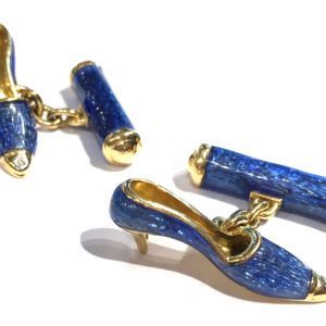 Peculiar Enamel and Gold Shoes Cufflinks