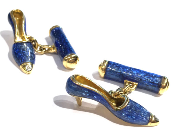 Peculiar Enamel and Gold Shoes Cufflinks