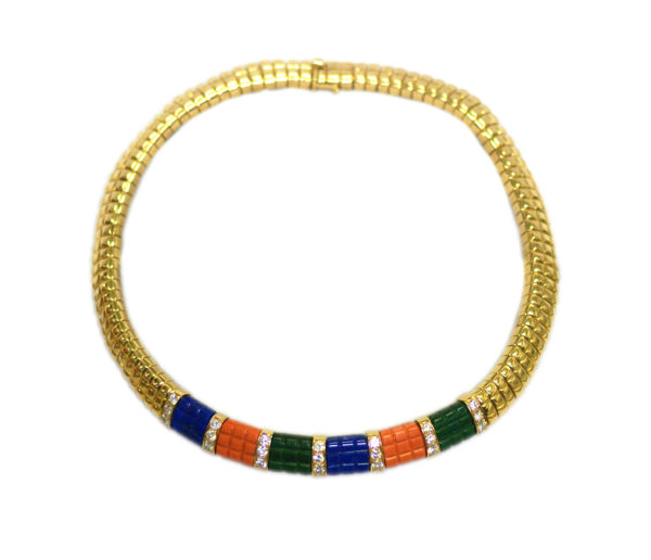 Van Cleef & Arpels Lapis Malachite Coral Gold Set - Image 2