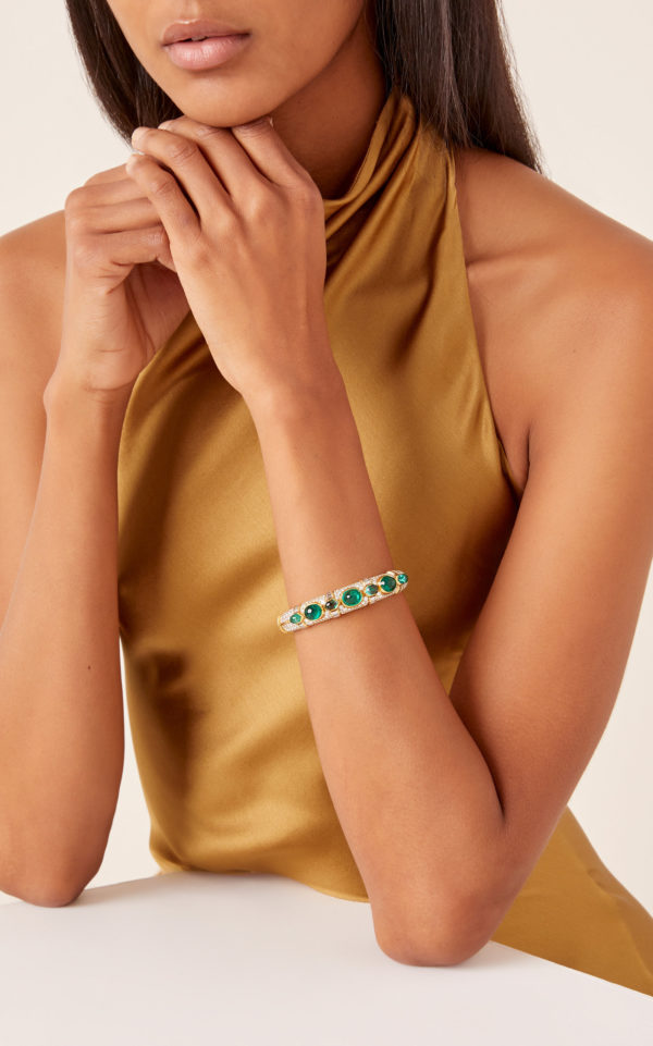 Bulgari Emerald & Diamond Bangle Bracelet - Image 2