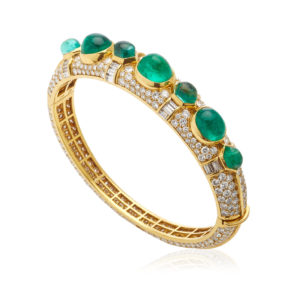 Bulgari Emerald & Diamond Bangle Bracelet