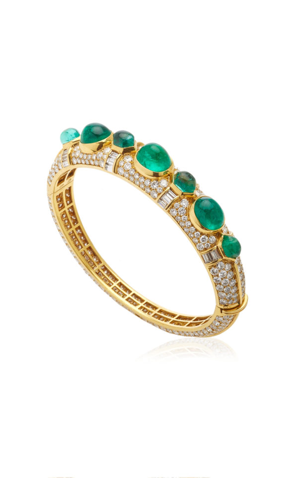 Bulgari Emerald & Diamond Bangle Bracelet