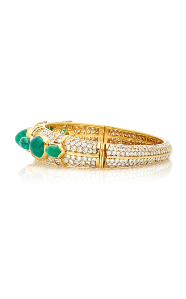 Bulgari Emerald & Diamond Bangle Bracelet - Image 3