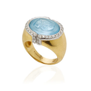 Butterfly Aquamarine & Diamond Ring by Faraone