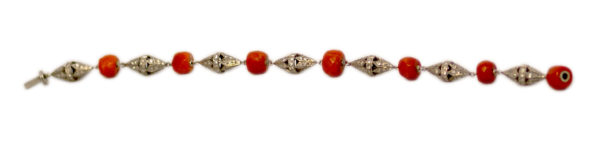 Art Deco Coral Bead and Diamond Bracelet - Image 2