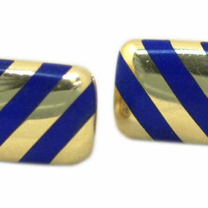 Blue Enamel and Gold Cufflinks