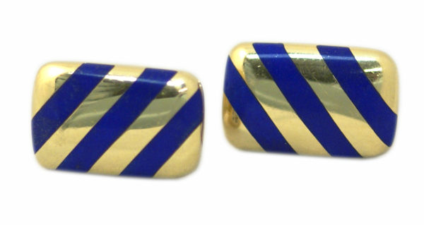 Blue Enamel and Gold Cufflinks