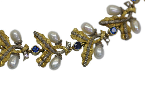 Cazzaniga Sapphire and Gold Folate Necklace - Image 2