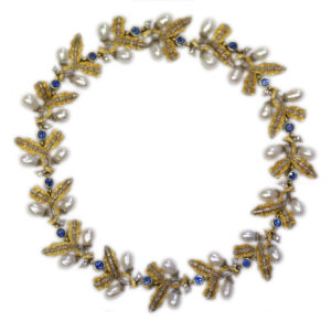 Cazzaniga Sapphire and Gold Folate Necklace