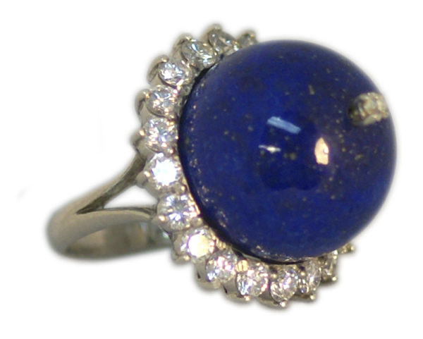 Lapis & Diamond Cocktail Ring - Image 3