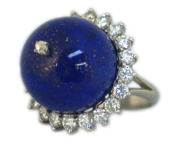 Lapis & Diamond Cocktail Ring
