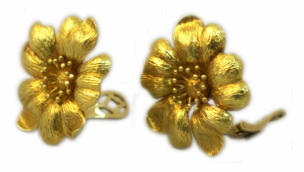Lalaounis Gold Flower Earrings - Image 2