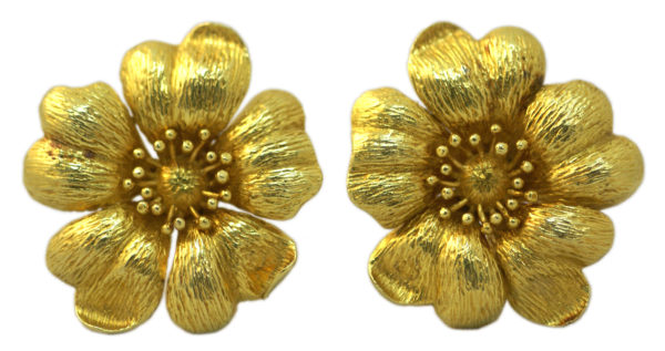 Lalaounis Gold Flower Earrings