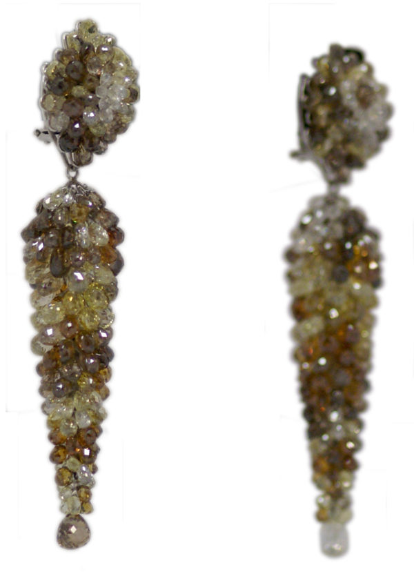 Impressive Fancy Color Diamond Briolettes Ear Pendants - Image 2