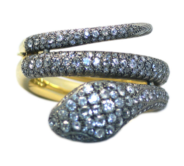 Antique Diamond & Gold Snake Bracelet